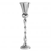 Decostar™ Silver Aluminum Trumpet Pedestal Vase w/ Crystal - 27"