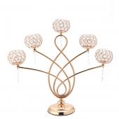 Decostar™ Gold and Crystal Flare Tabletop Candelabra - 23"