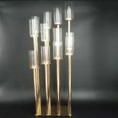 Square Metal Cluster Candle Holder, Twelve Arm 54"- Gold