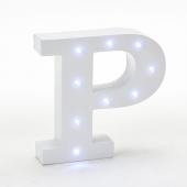 Decostar™ Wooden Vintage LED Marquee Freestanding Letter P - White