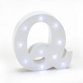 Decostar™ Wooden Vintage LED Marquee Freestanding Letter Q - White