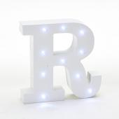 Decostar™ Wooden Vintage LED Marquee Freestanding Letter R - White