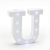 Decostar™ Wooden Vintage LED Marquee Freestanding Letter U - White