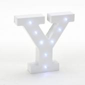 Decostar™ Wooden Vintage LED Marquee Freestanding Letter Y - White