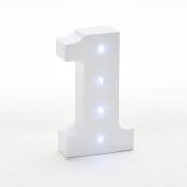 Decostar™ Wooden Vintage LED Marquee Freestanding Number 1 - White