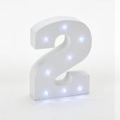 Decostar™ Wooden Vintage LED Marquee Freestanding Number 2 - White