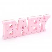 Decostar™ Wooden LED Marquee "Baby" - Pink