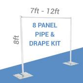8-Panel Pipe and Drape Kit / Backdrop - 8 Feet Tall (Non-Adjustable)