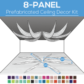8 Panel Kit - Prefabricated Ceiling Drape Kit - 20ft Diameter - Select Drop, Fabric kind, and Color! Option for all Attachments!