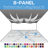 8 Panel Kit - Prefabricated Ceiling Drape Kit - 24ft Diameter - Select Drop, Fabric kind, and Color! Option for all Attachments!