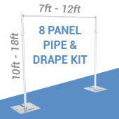 8-Panel pipe and Drape Kit / Backdrop - 10-18 Feet Tall (Adjustable)