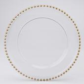 Decostar™ Glass Charger Plate with Gold Beaded Edge 12½" - 8 Pieces