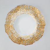 Glass Reef Charger Plate 13" - 8 Pack - Clear w/ Gold Rim