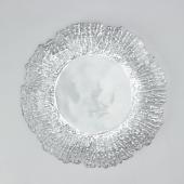 Glass Reef Charger Plate 13" - 8 Pack - Clear w/ Silver Rim