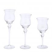 Decostar™ Glass Hourglass Candle Holders 3pc/set - 8", 9", 10"