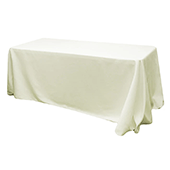 90" x 132" Rectangular Oblong 200 GSM Polyester Tablecloth - Light Ivory/Off White