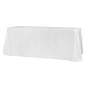 90" x 132" Rectangular Oblong 200 GSM Polyester Tablecloth - White