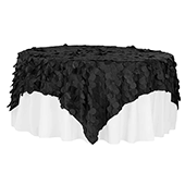 Large Petal Gatsby Circle - Square Table Overlay / Tablecloth - 90" x 90" - Black