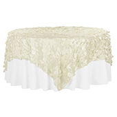 Large Petal Gatsby Circle - Square Table Overlay / Tablecloth - 90" x 90" - Ivory
