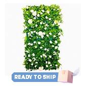 Economy Fabric Backed Greenery Panel - Mixed Greenery & White Flowers - Easy Hanging!