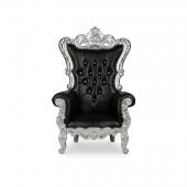 French Bride and Groom Throne Chair - Black & Silver