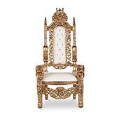 King Bride and Groom Throne Chair - Tan & Gold