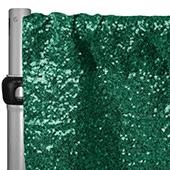 Emerald Green Sequin Backdrop Curtain w/ 4" Rod Pocket by Eastern Mills - 10ft Long x 4.5ft Wide