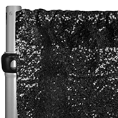 Black Sequin Backdrop Curtain w/ 4" Rod Pocket by Eastern Mills - 8ft Long x 9.5ft Wide