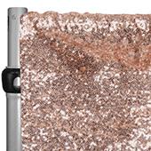 Blush/Rose Gold Sequin Backdrop Curtain w/ 4" Rod Pocket by Eastern Mills - 14ft Long x 4.5ft Wide
