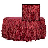 Spiral Taffeta & Organza Table Skirt  - 14 Feet x 30 Inches High - Apple Red