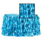 Spiral Taffeta & Organza Table Skirt  - 17 Feet x 30 Inches High - Aqua Blue