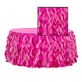 Spiral Taffeta & Organza Table Skirt  - 17 Feet x 30 Inches High - Fuchsia