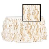 Spiral Taffeta & Organza Table Skirt  - 14 Feet x 30 Inches High - Ivory