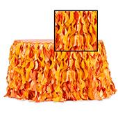Spiral Taffeta & Organza Table Skirt  - 14 Feet x 30 Inches High - Orange
