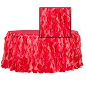 Spiral Taffeta & Organza Table Skirt  - 17 Feet x 30 Inches High - Red