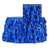 Spiral Taffeta & Organza Table Skirt  - 14 Feet x 30 Inches High - Royal Blue