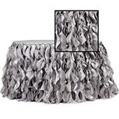Spiral Taffeta & Organza Table Skirt  - 17 Feet x 30 Inches High - Silver