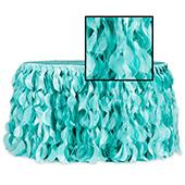 Spiral Taffeta & Organza Table Skirt  - 17 Feet x 30 Inches High - Turquoise