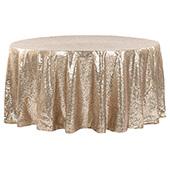 120" Round Sequin Tablecloth - Champagne