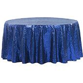 120" Round Sequin Tablecloth - Royal Blue