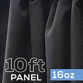16oz. Fire Retardant Duvetyne/Commando Cloth - Sewn Drape Panel w/ 4" Rod Pockets - 10ft in Black