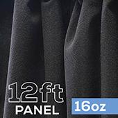 16oz. Fire Retardant Duvetyne/Commando Cloth - Sewn Drape Panel w/ 4" Rod Pockets - 12ft in Black