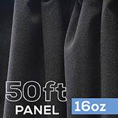16oz. Fire Retardant Duvetyne/Commando Cloth - Sewn Drape Panel w/ 4" Rod Pockets - 50ft in Black