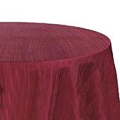 Accordion Crushed Taffeta - 132" Round Tablecloth - Burgundy