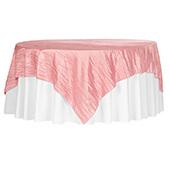 Accordion Crushed Taffeta - 85"x85" Square Table Topper/Overlay - Dusty Rose/Mauve