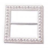 DecoStar™ Diamond-Studded 2" Square Decorative Buckle in Silver