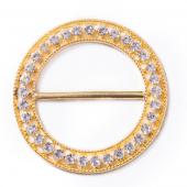 DecoStar™ Large Ornate Diamond Circle Decorative Buckle in Gold