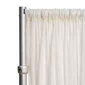 50% OFF LIQUIDATION – *FR* Crushed Sheer Voile Curtain Panel by Eastern Mills w/ 4" Pockets - 21FT Long x 10ft Wide - Ivory