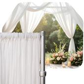 *FR* Crushed Sheer Voile Curtain Panel by Eastern Mills  w/ 4" Pockets - 10ft Wide - White