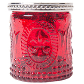 DecoStar™ Glass Candle Holder w/ Metal Trim- 2.7" - 6 PACK - Red